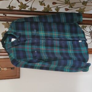 American Eagle Outfitters Blue and Green Plaid Shirt